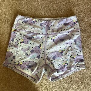 Whimsical Narwhal Print Women's Athletic Shorts